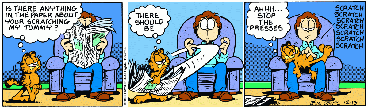 Garfield comic strip for Thursday, December 13, 1990