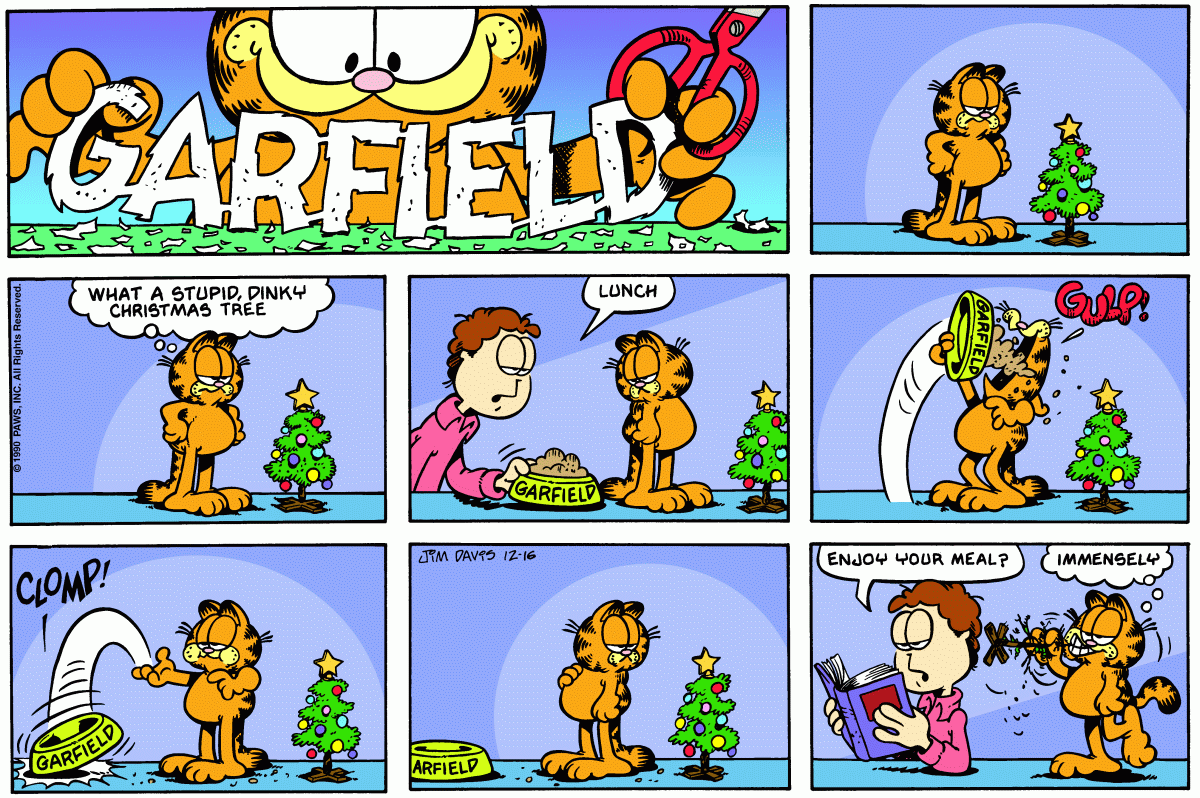 Garfield comic strip for Sunday, December 16, 1990