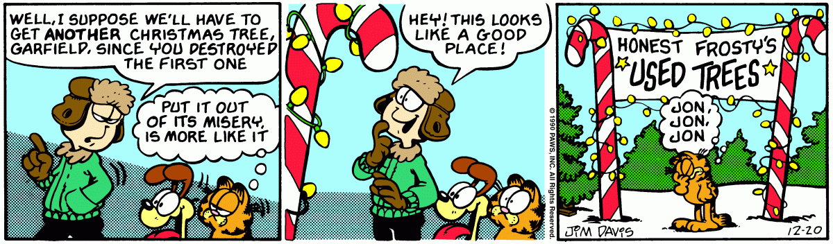 Garfield comic strip for Thursday, December 20, 1990