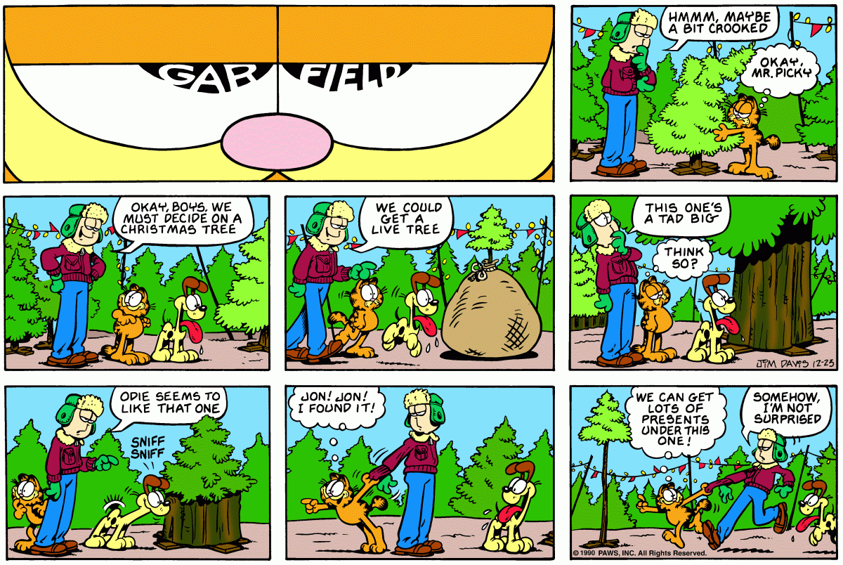 Garfield comic strip for Sunday, December 23, 1990