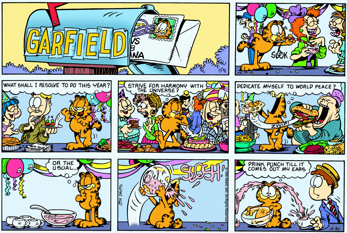 Garfield comic strip for Sunday, December 30, 1990