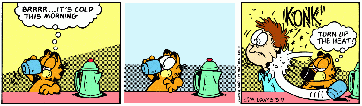 Garfield comic strip for Saturday, March 9, 1991