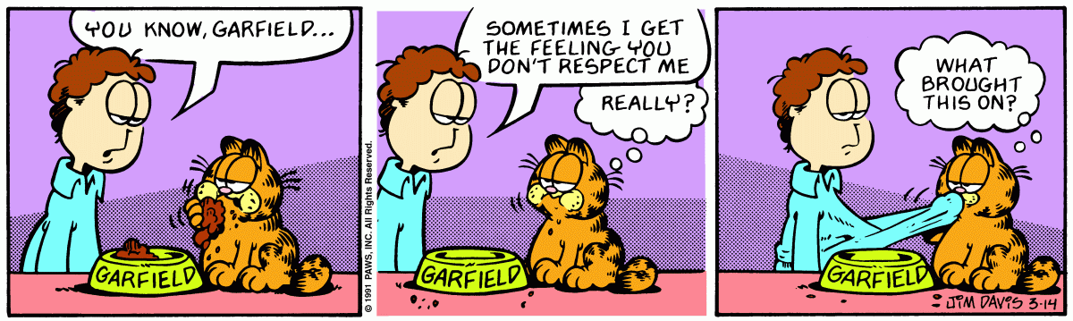 Garfield comic strip for Thursday, March 14, 1991