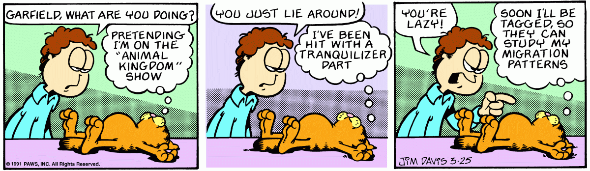 Garfield comic strip for Monday, March 25, 1991