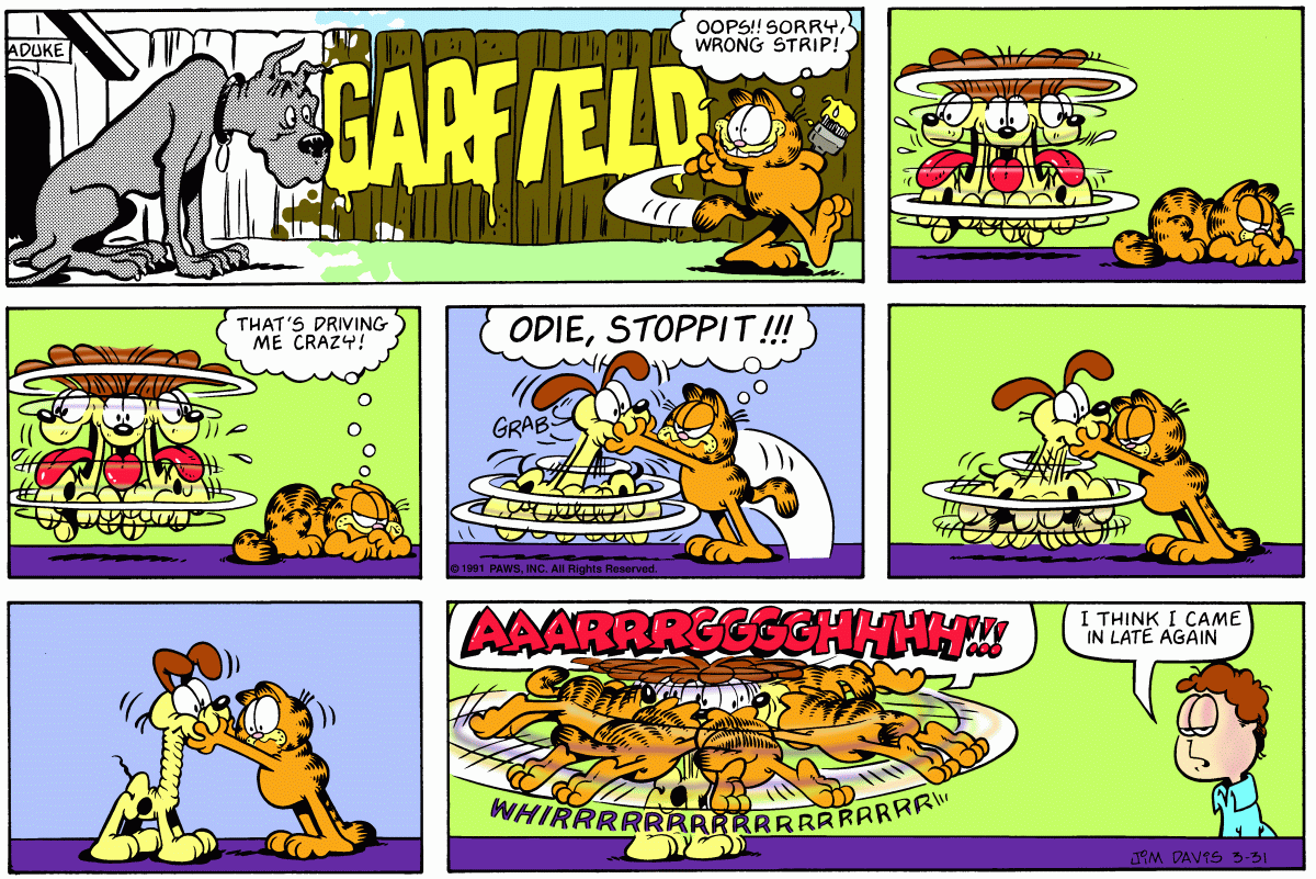 Garfield comic strip for Sunday, March 31, 1991