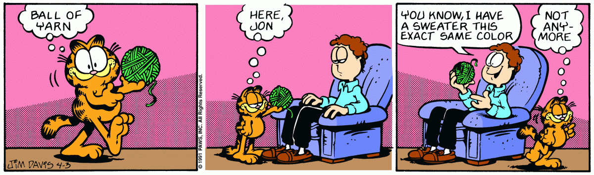 Garfield comic strip for Wednesday, April 3, 1991