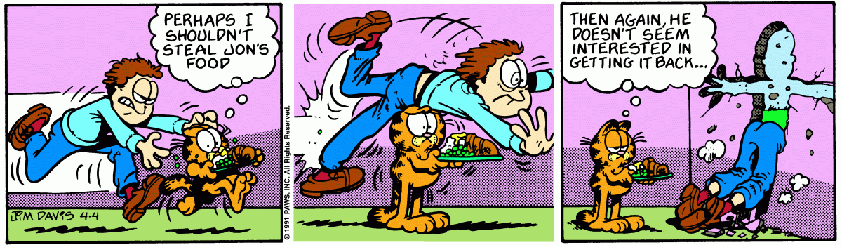 Garfield comic strip for Thursday, April 4, 1991