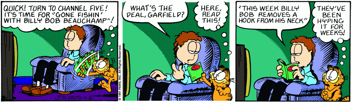 Garfield comic strip for Tuesday, April 9, 1991