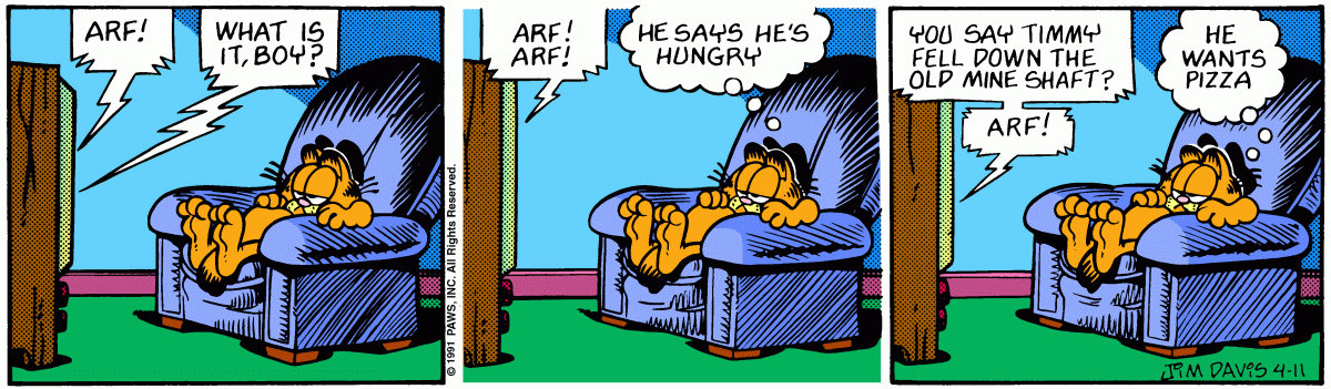 Garfield comic strip for Thursday, April 11, 1991