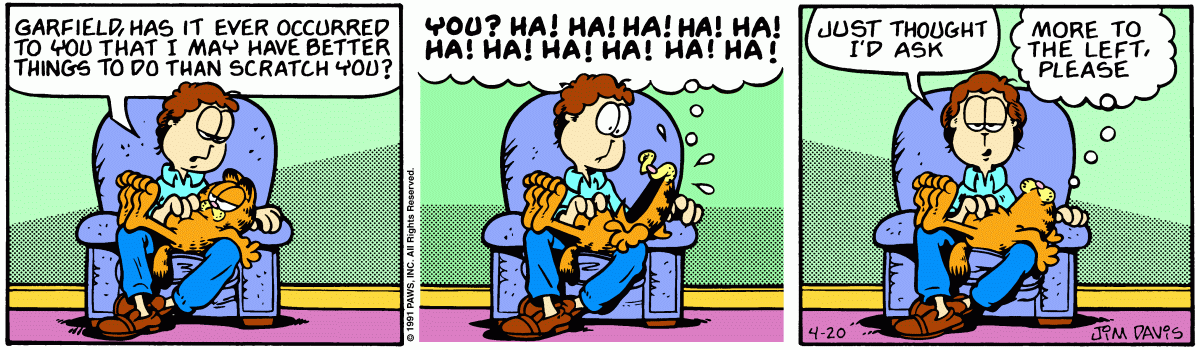 Garfield comic strip for Saturday, April 20, 1991