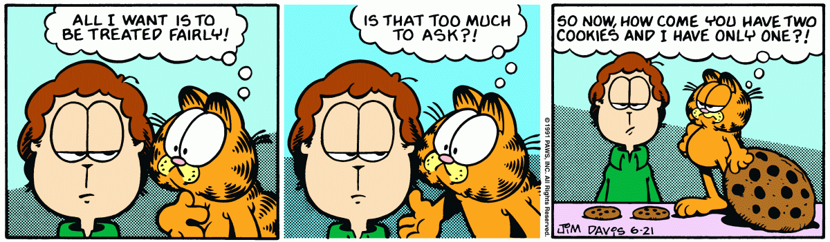 Garfield comic strip for Friday, June 21, 1991