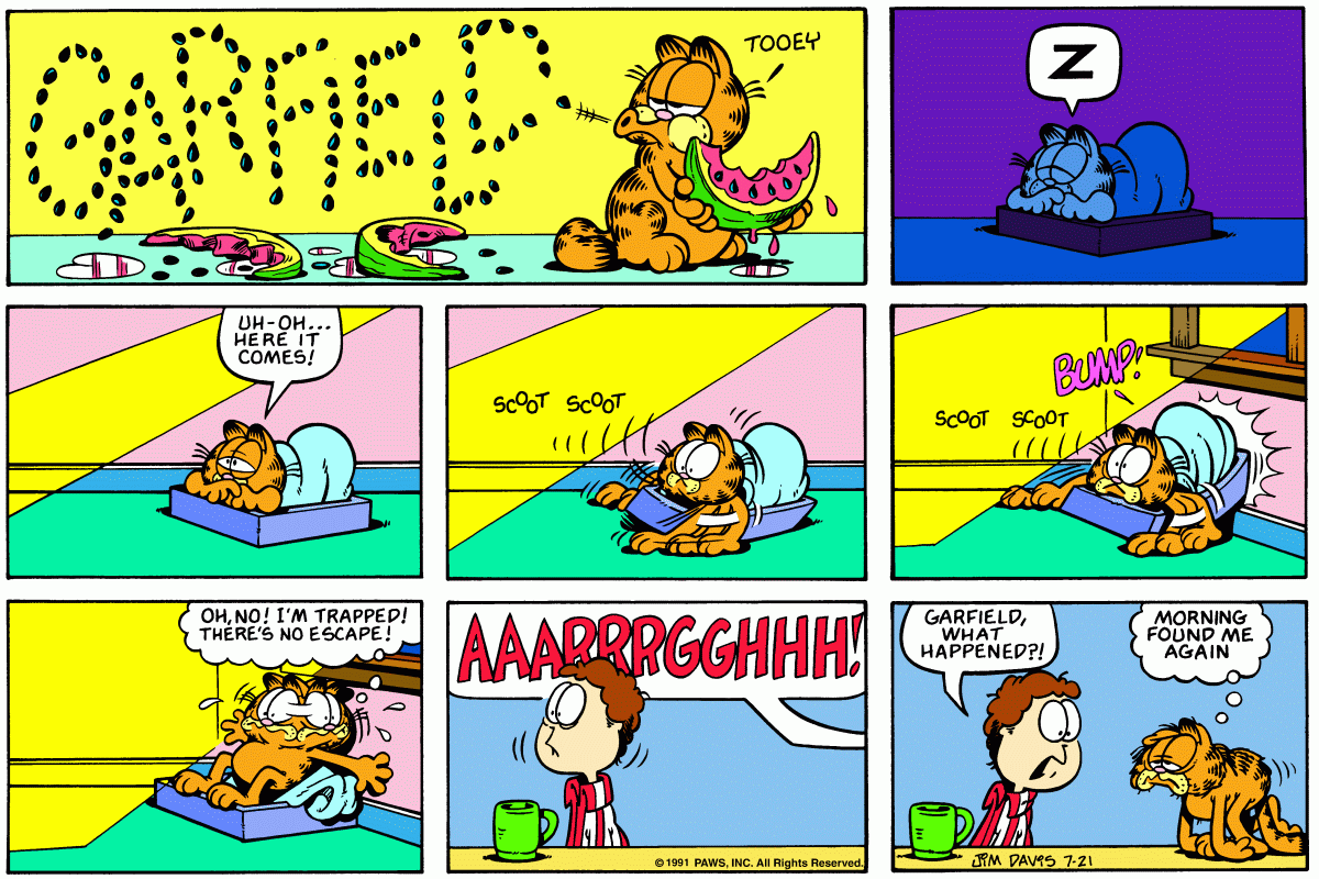 Garfield comic strip for Sunday, July 21, 1991