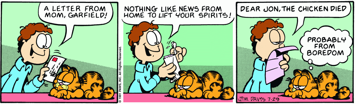 Garfield, July 29, 1991