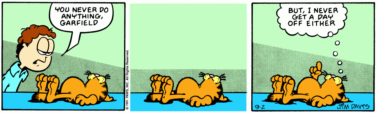 Garfield comic strip for Monday, September 2, 1991