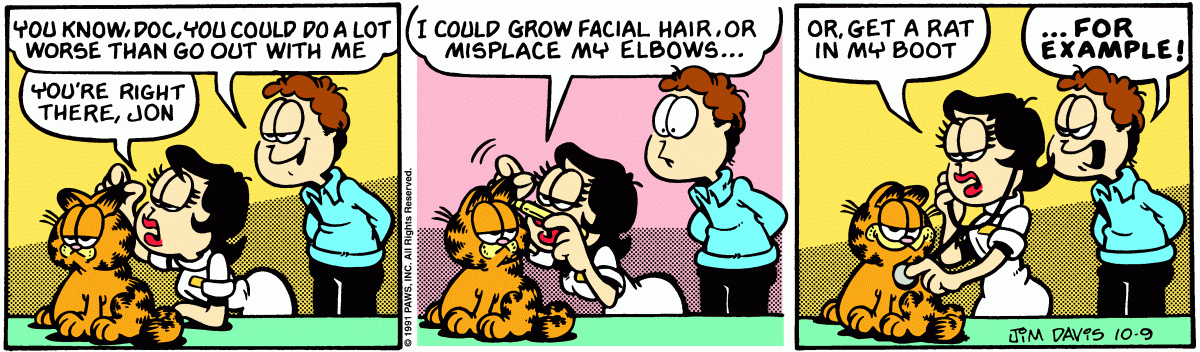 Garfield comic strip for Wednesday, October 9, 1991