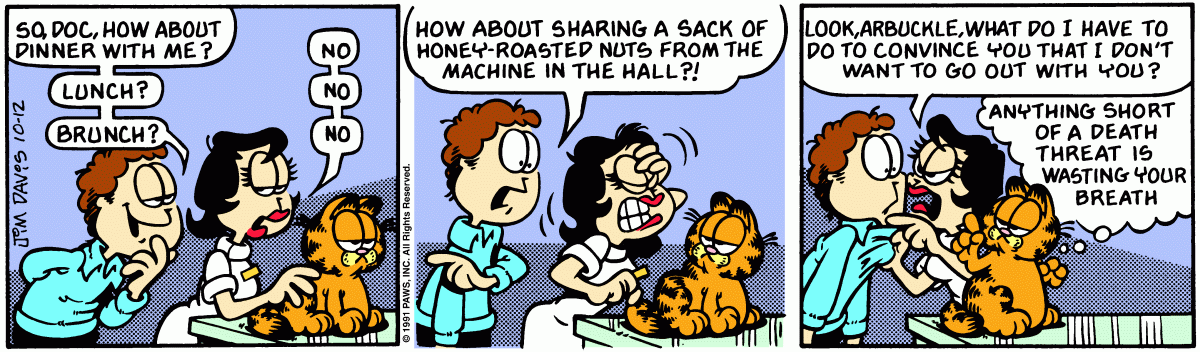 Garfield comic strip for Saturday, October 12, 1991