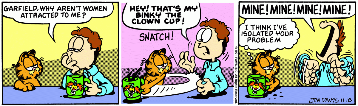 Garfield comic strip for Monday, November 18, 1991