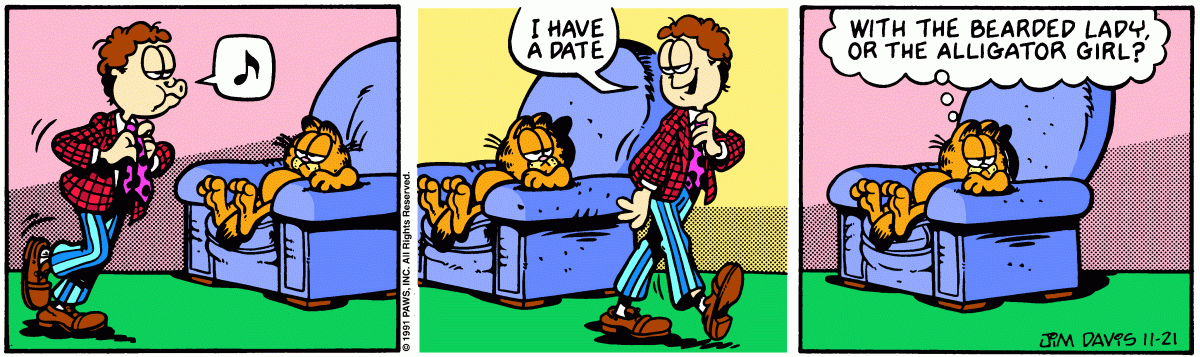Garfield comic strip for Thursday, November 21, 1991