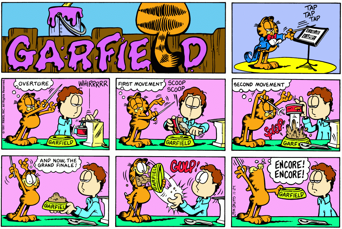 Garfield comic strip for Sunday, November 24, 1991