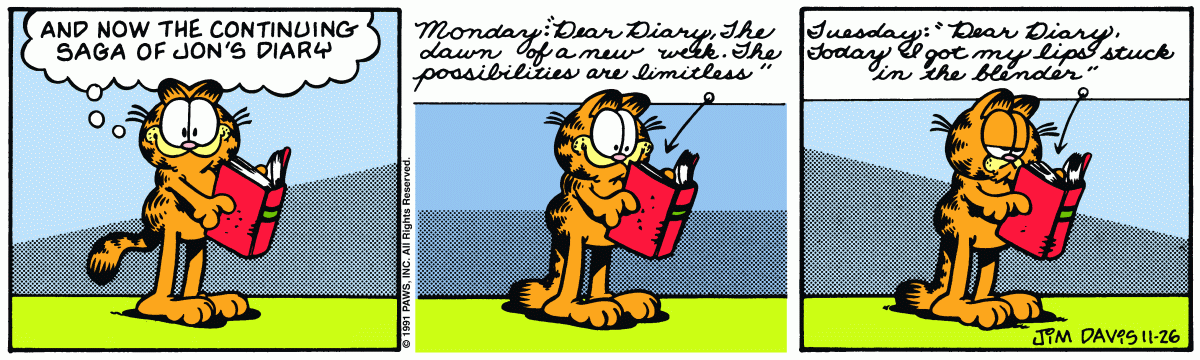 Garfield comic strip for Tuesday, November 26, 1991
