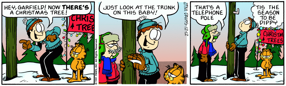Garfield comic strip for Thursday, December 12, 1991