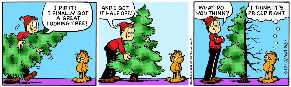 Garfield comic strip for Friday, December 13, 1991
