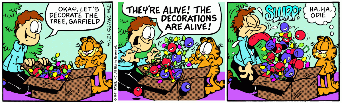 Garfield comic strip for Saturday, December 14, 1991
