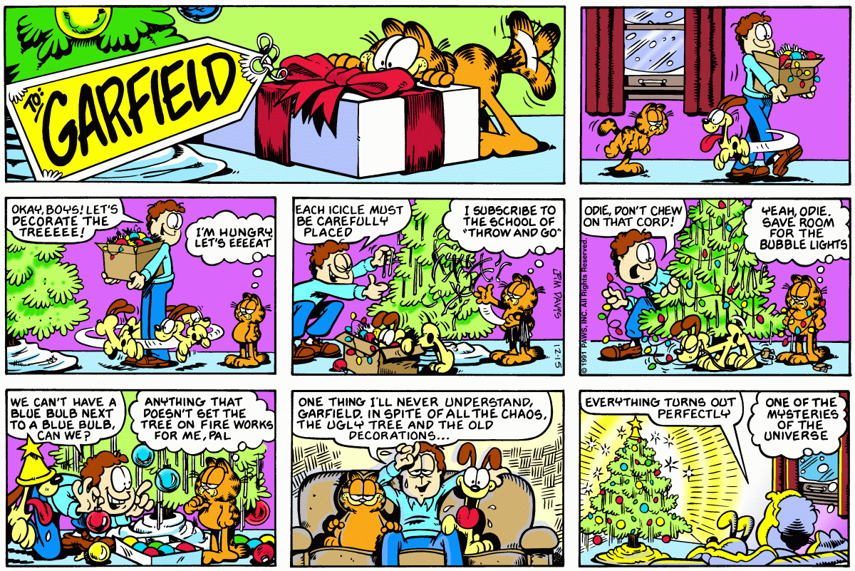 Garfield comic strip for Sunday, December 15, 1991