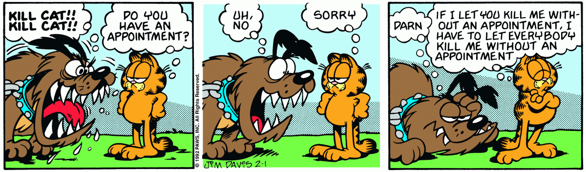 Garfield, February 1, 1992