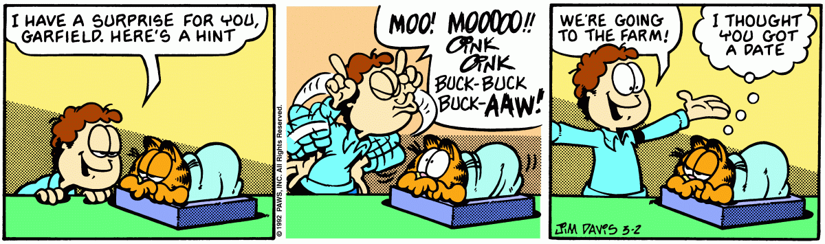 Garfield, March 2, 1992