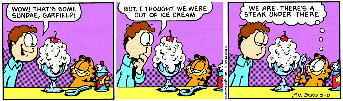 Garfield comic strip for Tuesday, March 10, 1992