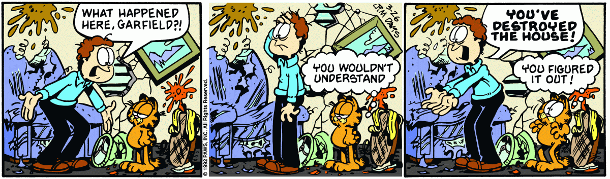 Garfield comic strip for Thursday, March 26, 1992