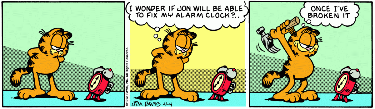 Garfield comic strip for Saturday, April 4, 1992