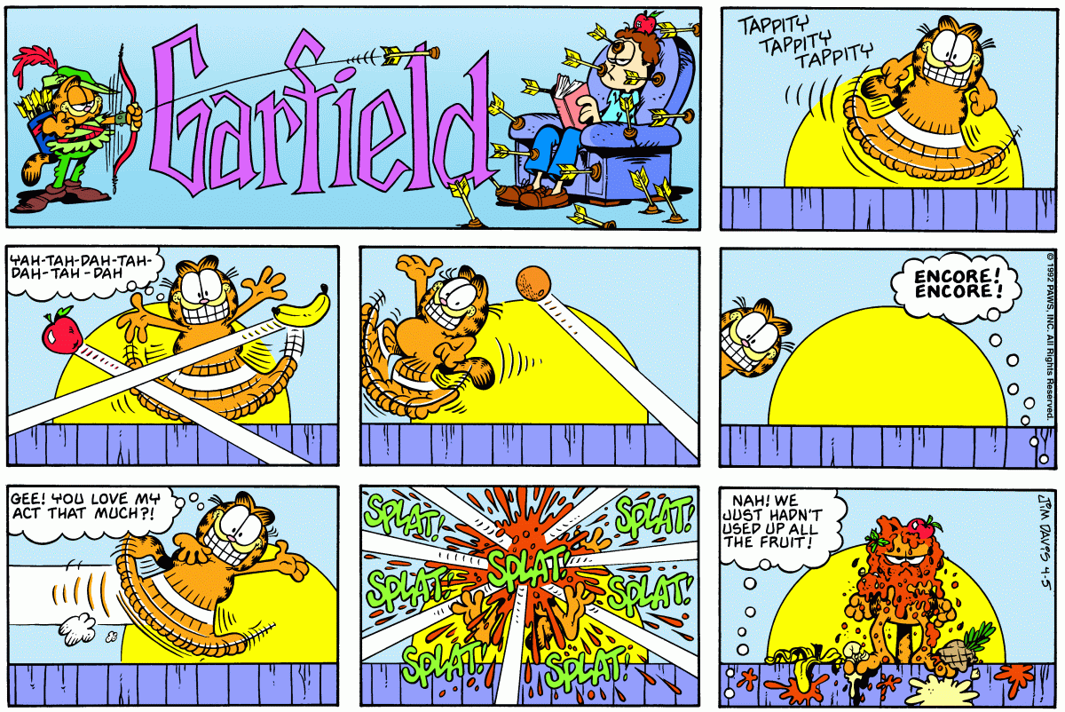 Garfield comic strip for Sunday, April 5, 1992