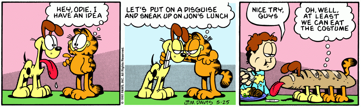 Garfield comic strip for Monday, May 25, 1992