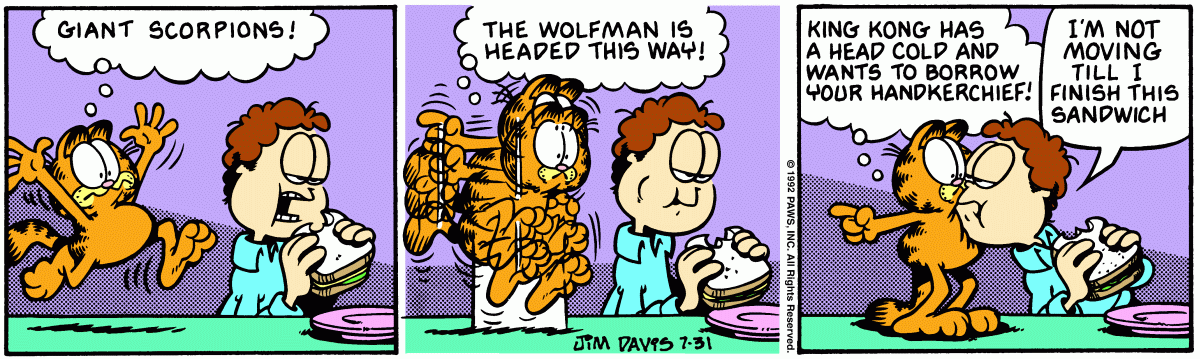 Garfield, July 31, 1992