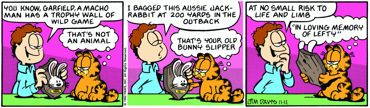 Garfield comic strip for Wednesday, November 11, 1992
