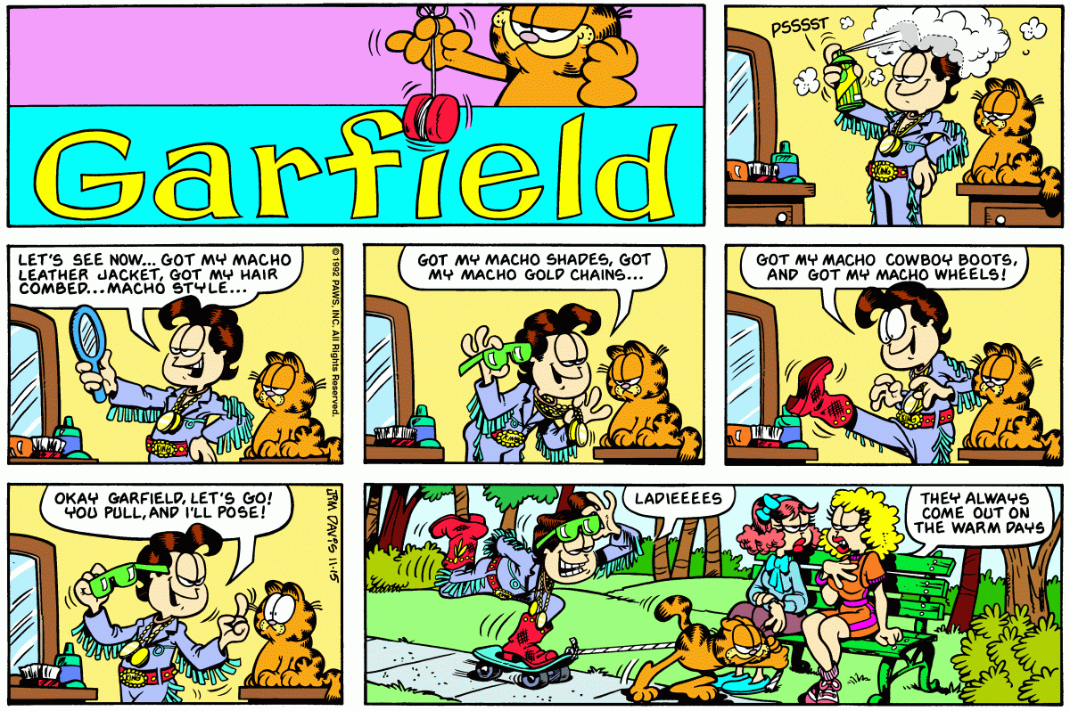 Garfield comic strip for Sunday, November 15, 1992