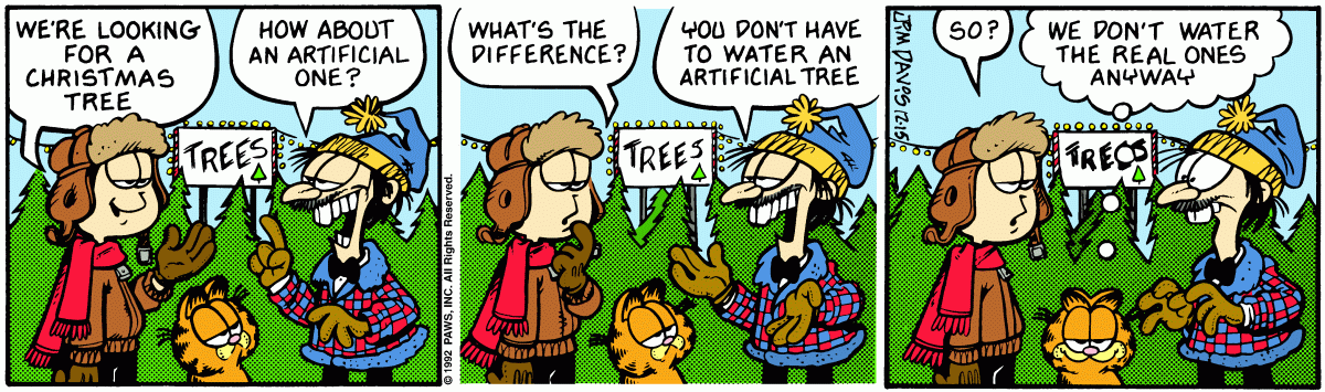 Garfield comic strip for Tuesday, December 15, 1992