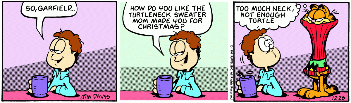Garfield comic strip for Saturday, December 26, 1992
