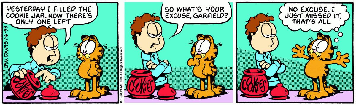 Garfield, January 6, 1993