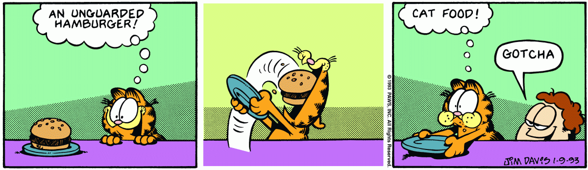 Garfield comic strip for Saturday, January 9, 1993