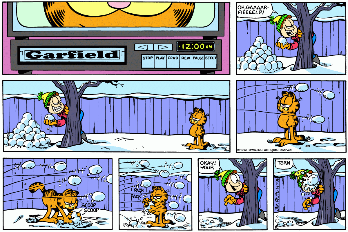 Garfield comic strip for Sunday, January 10, 1993