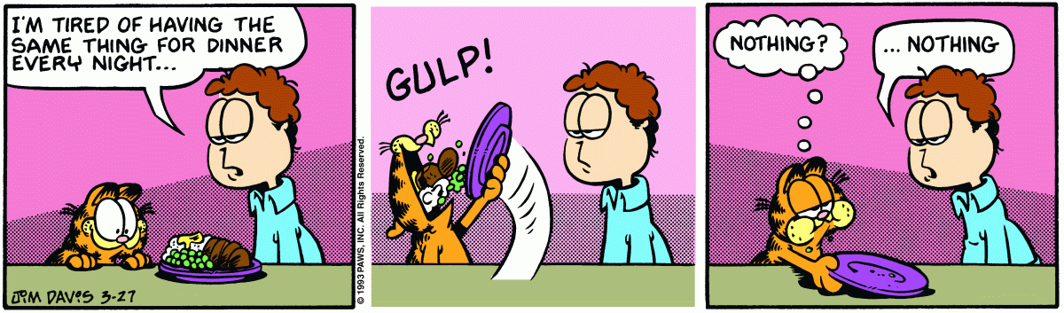 Garfield comic strip for Saturday, March 27, 1993