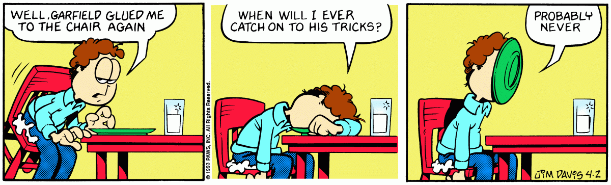 Garfield comic strip for Friday, April 2, 1993