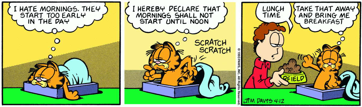 Garfield comic strip for Monday, April 12, 1993