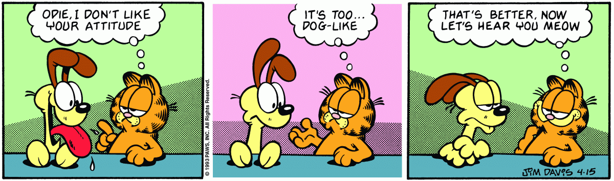 Garfield comic strip for Thursday, April 15, 1993