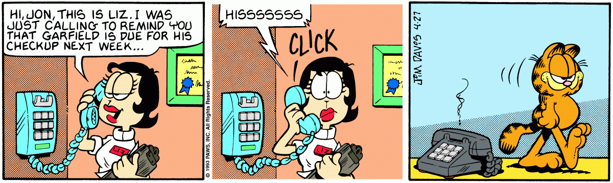Garfield comic strip for Tuesday, April 27, 1993