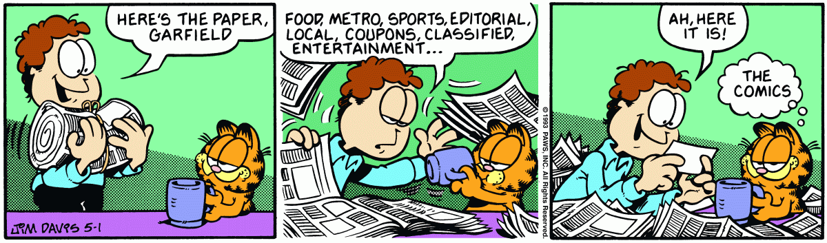 Garfield comic strip for Saturday, May 1, 1993