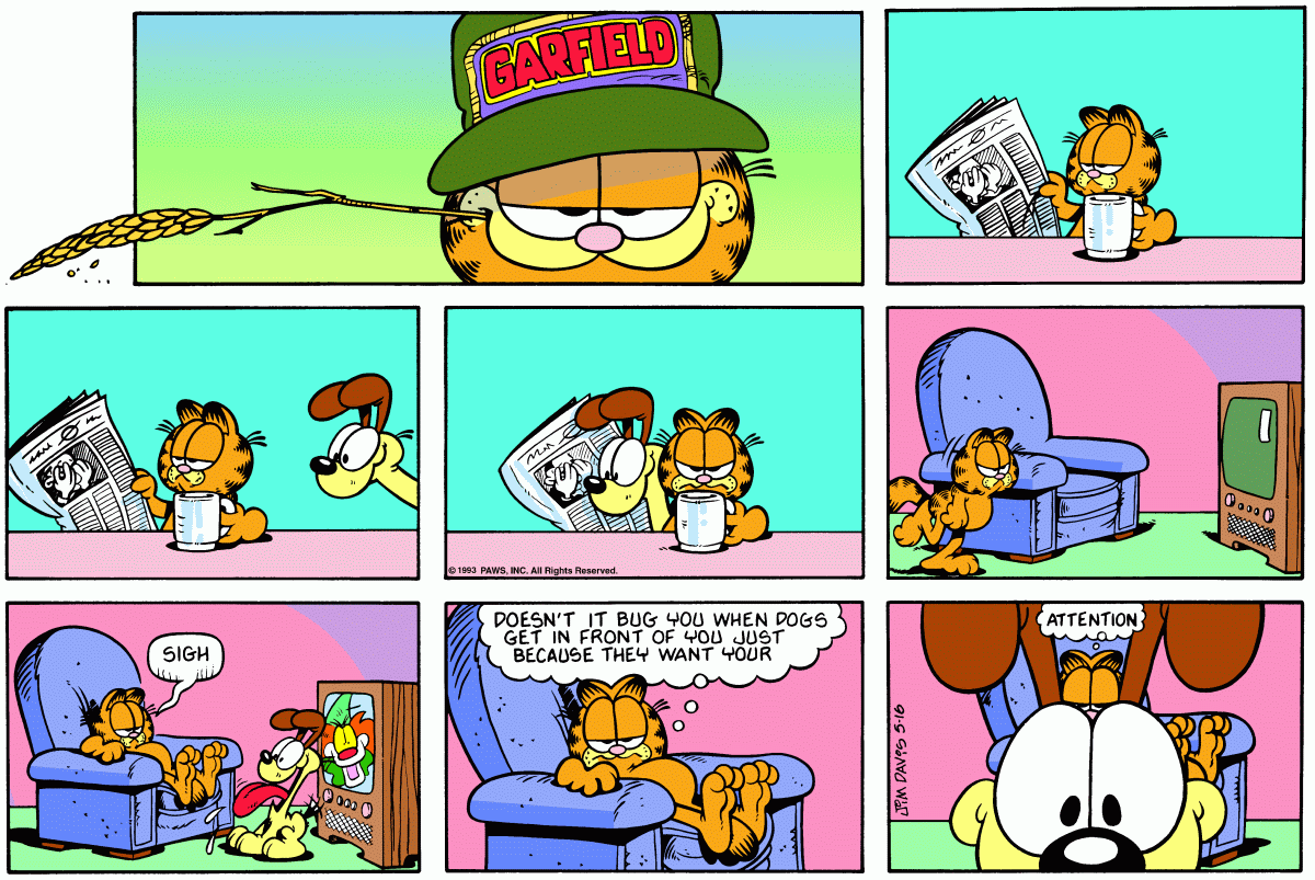 Garfield comic strip for Sunday, May 16, 1993